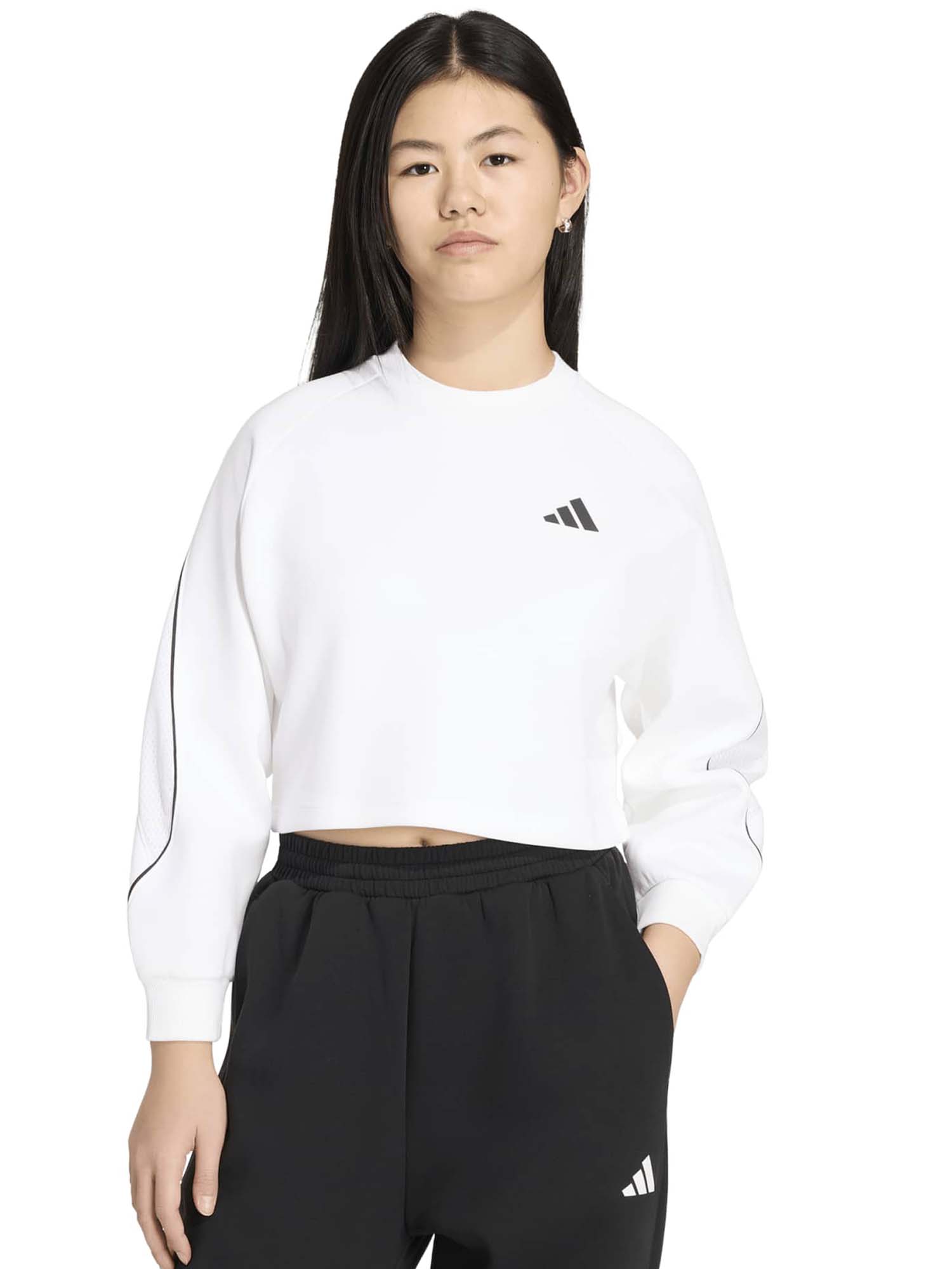 Felpa Adidas Stadium unisex bambino bianca con cappuccio